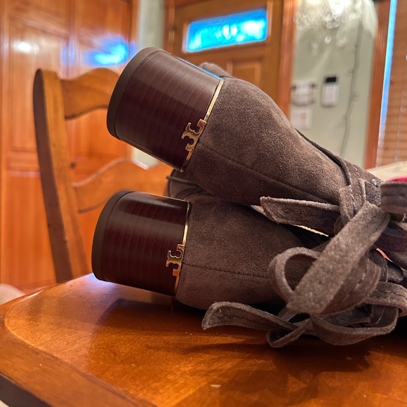 Tory Burch - Tan Suede Over-The-Knee Ankle-Tie Boot (Gigi) - Picture 5 of 12